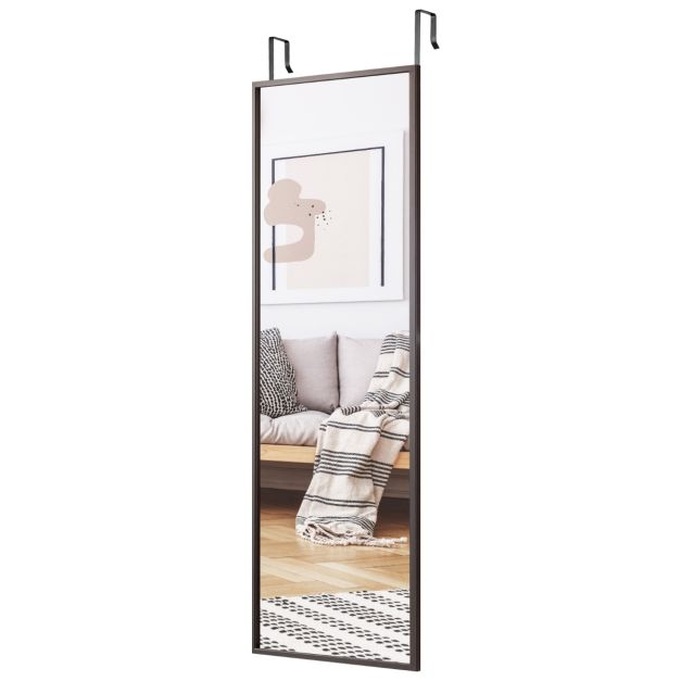 Grote Wandspiegel met in Hoogte Verstelbare Ophanghaken 36,5 x 1,5 x 107 cm Bruin
