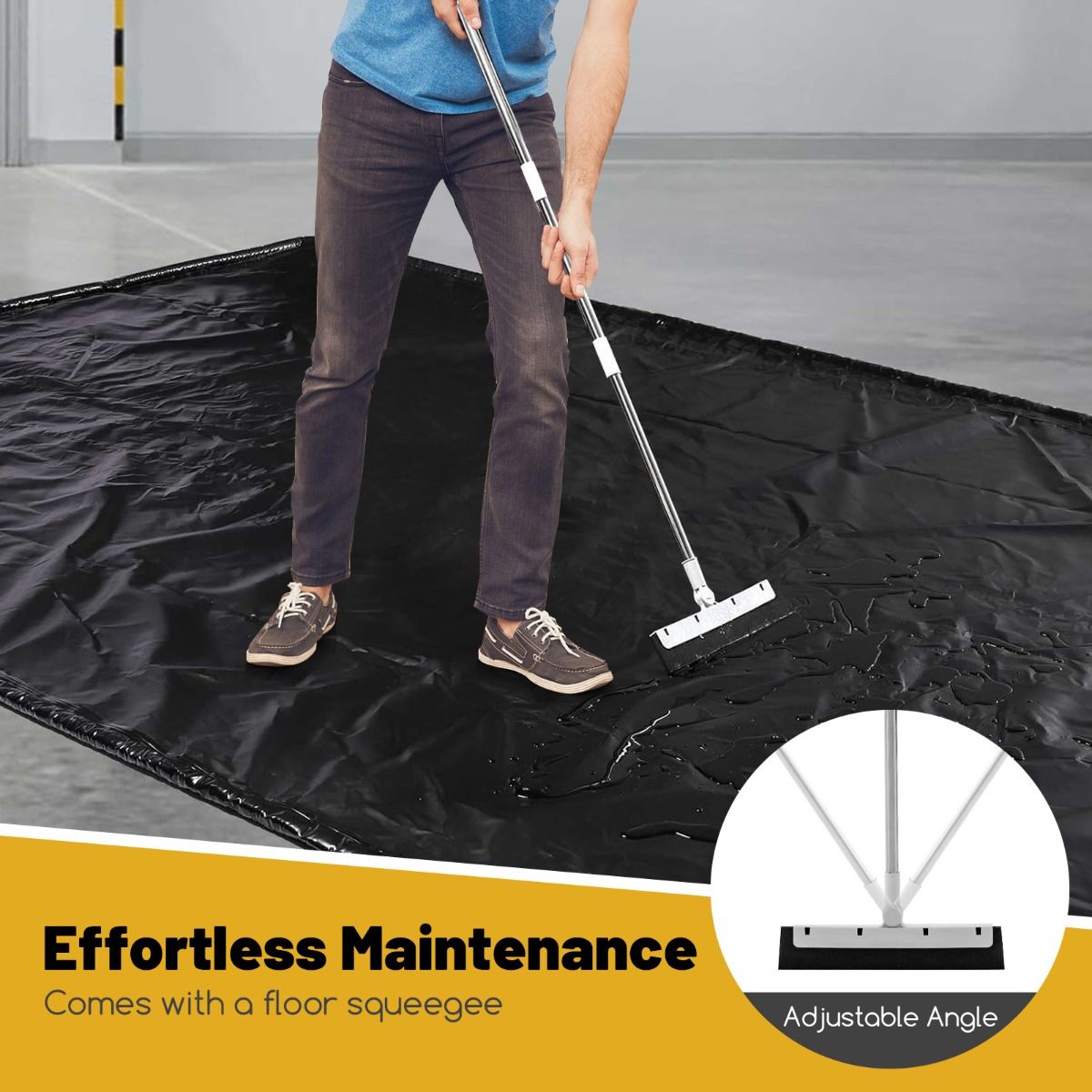 Coast Garage Olie Opvangmat Auto – 550 x 240 cm – Zwart – Antislip & Waterdicht – Met Verhoogde Rand