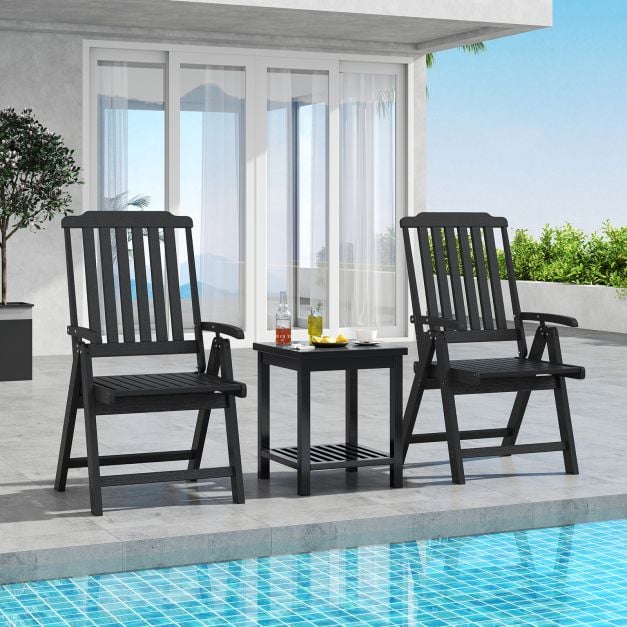 Coast Tuinstoel Zwart – Opvouwbare Kunststof Stoel met Hoge Rugleuning – 55 x 63 x 101 cm
