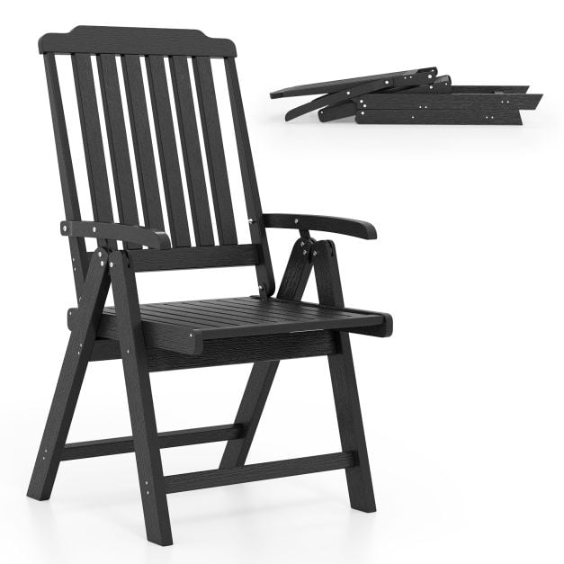 Coast Tuinstoel Zwart – Opvouwbare Kunststof Stoel met Hoge Rugleuning – 55 x 63 x 101 cm