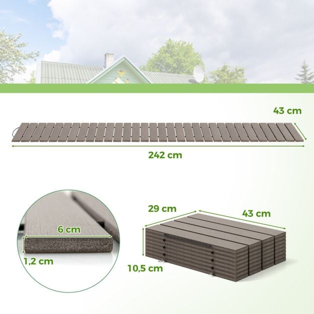 Coast Uitrolbaar Tuinpad Grijs – Weerbestendig HDPE Looppad met Houtlook – 242 x 43 cm