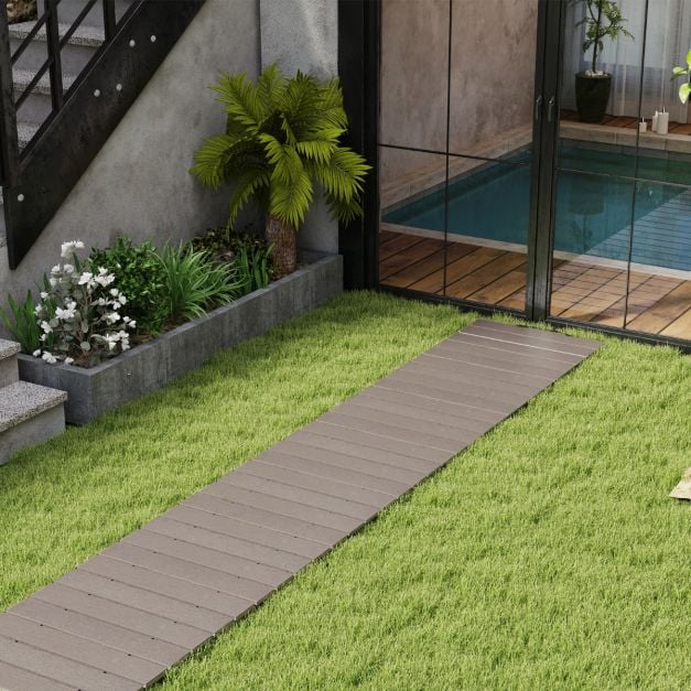 Coast Uitrolbaar Tuinpad Grijs – Weerbestendig HDPE Looppad met Houtlook – 242 x 43 cm
