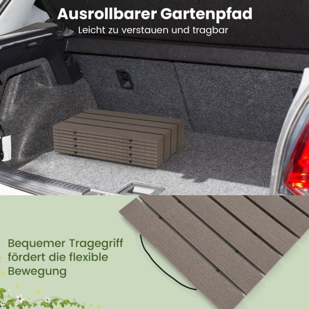 Coast Uitrolbaar Tuinpad Grijs – Weerbestendig HDPE Looppad met Houtlook – 242 x 43 cm