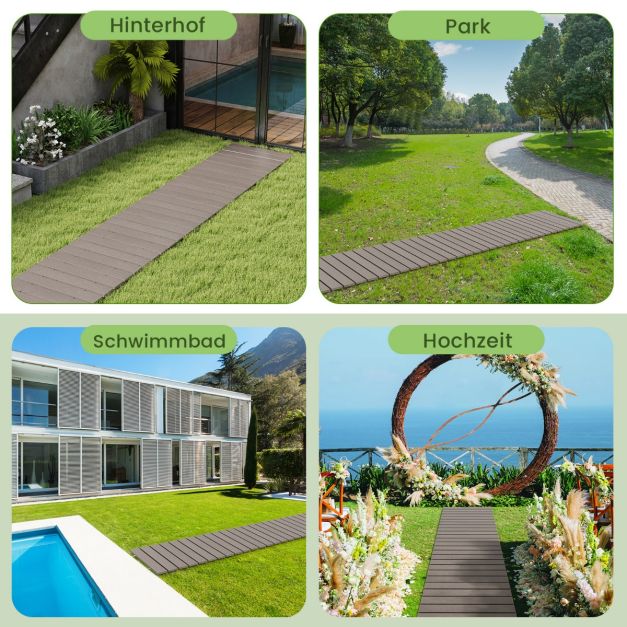 Coast Uitrolbaar Tuinpad Grijs – Weerbestendig HDPE Looppad met Houtlook – 242 x 43 cm