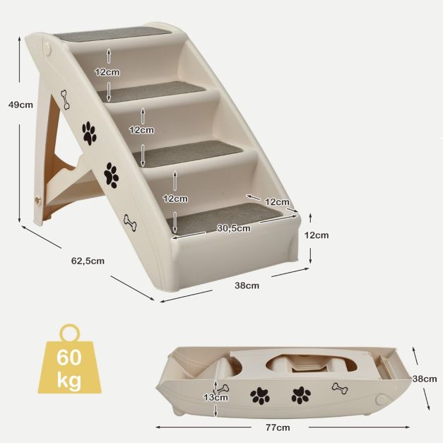 Coast Huisdierentrap – Opvouwbaar – max. 60 kg – 60 x 39 x 49 cm – Beige