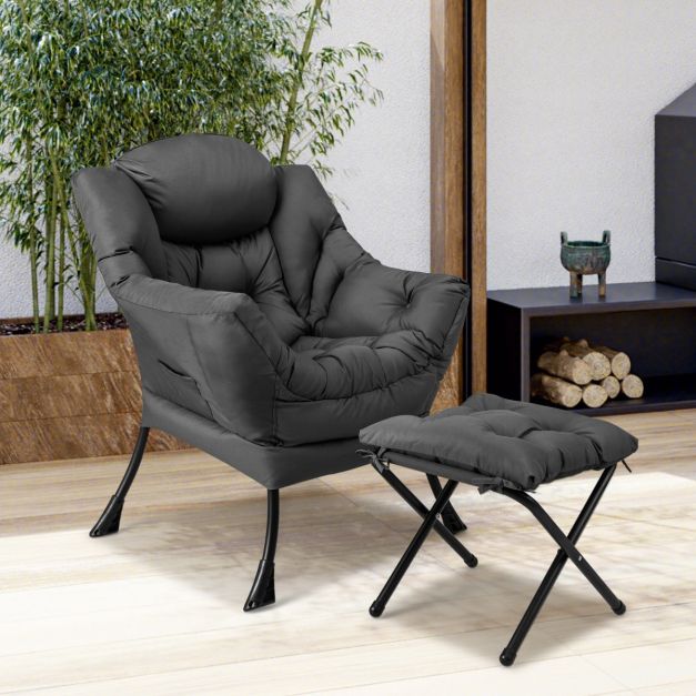 Coast Fauteuil – Met Armleuning, Zijvak, Voetsteun & Krukje – Grijs