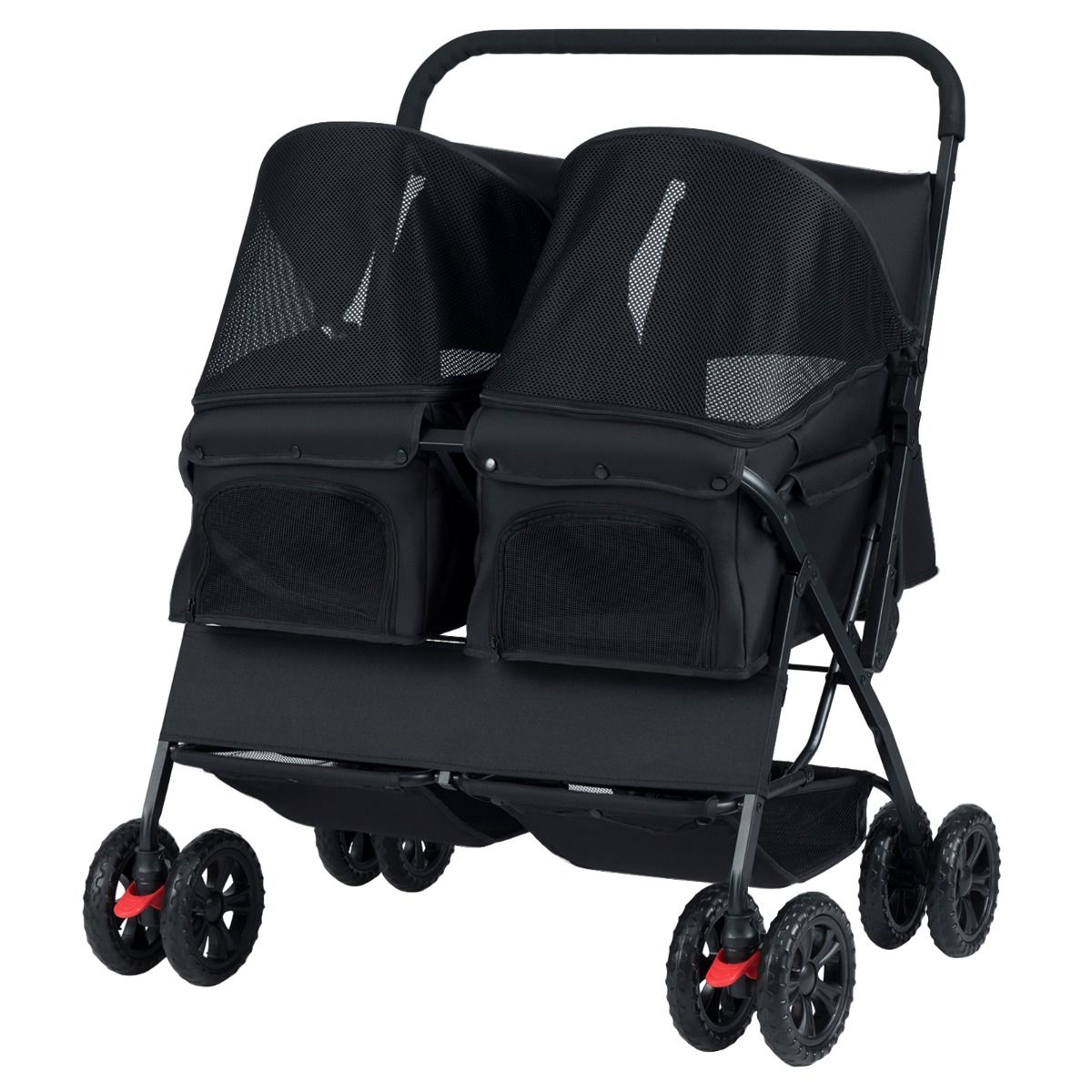 Coast Dubbele Hondenbuggy Zwart – 80 x 72 x 101 cm – Opvouwbaar met 2 Zitplaatsen