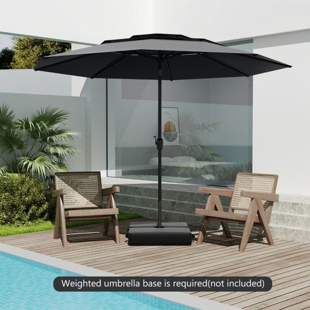 Coast Parasol 300 cm – 3-Laagse Tafelparasol met Kantelmechanisme en Handslinger – Zwart