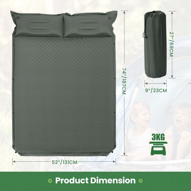 Coast Kampeermat 2-Persoons - Zelfopblazend - Waterdicht - 187 x 69 x 4 cm - Groen