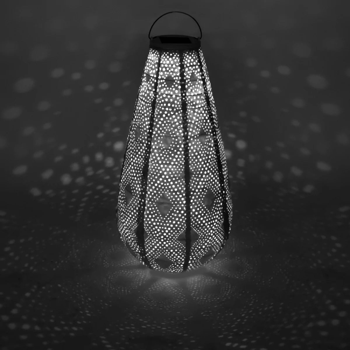 VONROC - Luna solar lampion Drop met LED – Wit - Handgemaakt – weerbestendig materiaal - 40x20 cm