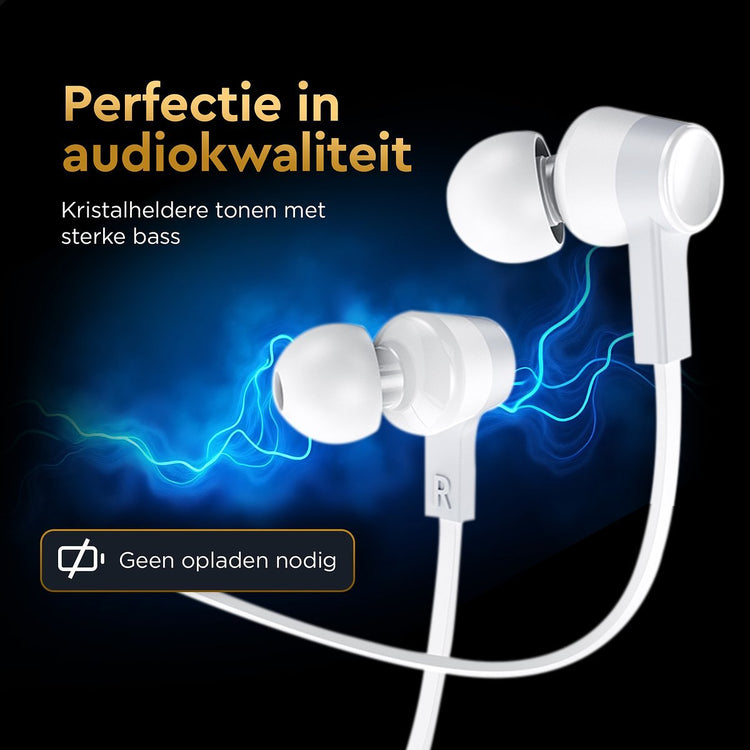 Golden Sound Bedrade oordopjes - Siliconen eartips - Oordopjes met draad en microfoon USB-C aansluiting - Wit