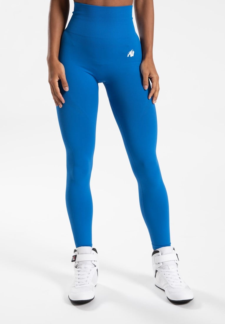 Gorilla Wear Olivia Seamless Leggings – S/M – Blauw – Hoog Getailleerd & Squat-proof