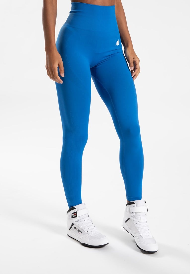 Gorilla Wear Olivia Seamless Leggings – S/M – Blauw – Hoog Getailleerd & Squat-proof