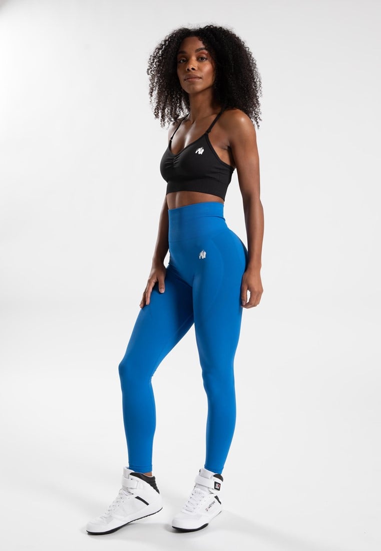 Gorilla Wear Olivia Seamless Leggings – S/M – Blauw – Hoog Getailleerd & Squat-proof