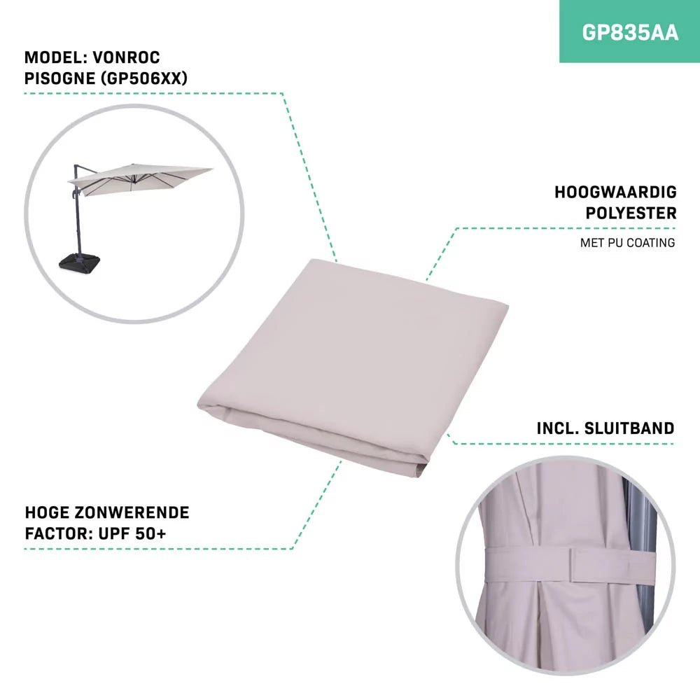 Parasoldoek - 300x300cm - Voor Zweefparasol Pisogne GP506XX | Beige