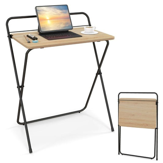 COAST Inklapbaar Computerbureau – 60 cm Breed – Compact en Stevig – Met Tablethouder – Geen Montage Nodig – Natuurlijk Houtkleur
