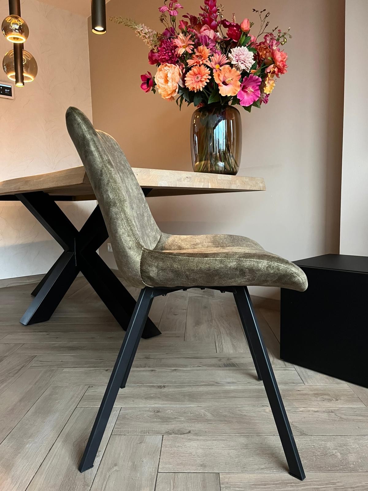 Meubel31 Riva Eetkamerstoelen – Duopack – Luxe Velvet – Metaal Frame – Groen