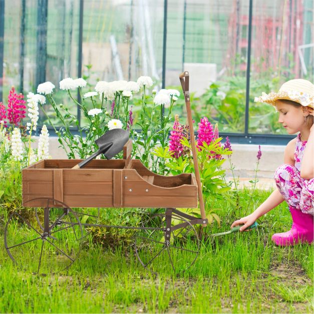 Costway Plantenbak – Met Handvat & Wielen – 62 x 34 x 60 cm – Bruin