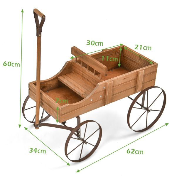 Costway Plantenbak – Met Handvat & Wielen – 62 x 34 x 60 cm – Bruin
