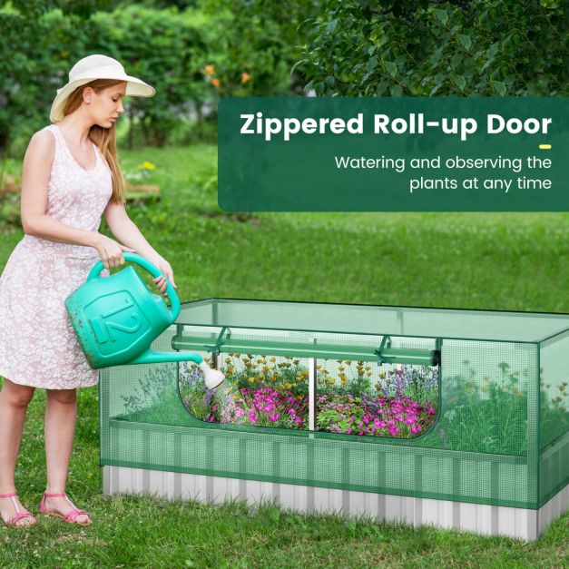 Coast Minikas Groen/Zilver – Verhoogd Tuinbed met Oprolbare Deur, Handschoenen en 8 T-Labels – 174 x 90 x 70 cm