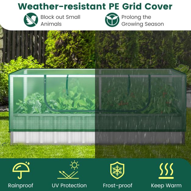 Coast Minikas Groen/Zilver – Verhoogd Tuinbed met Oprolbare Deur, Handschoenen en 8 T-Labels – 174 x 90 x 70 cm