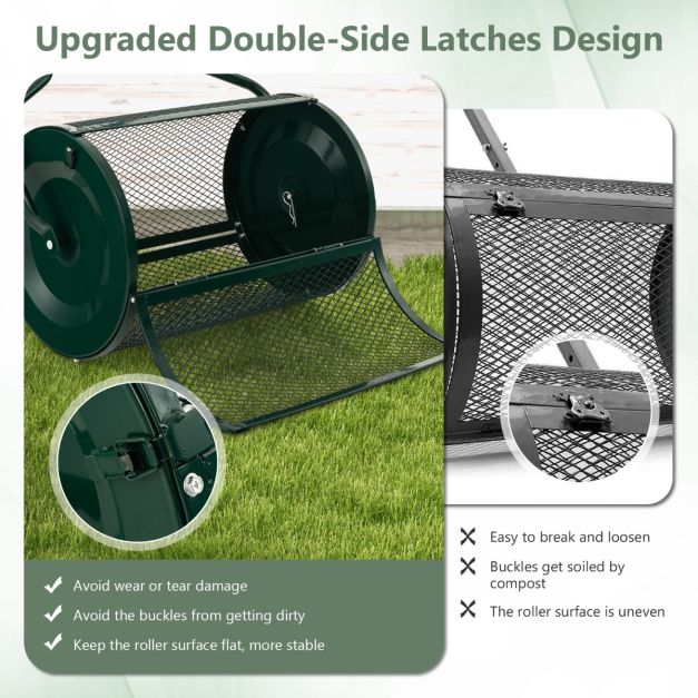 Coast Compostverspreider met Handgreep - 75L Inhoud - 68 x 41 x 123 cm - Metaal - Groen