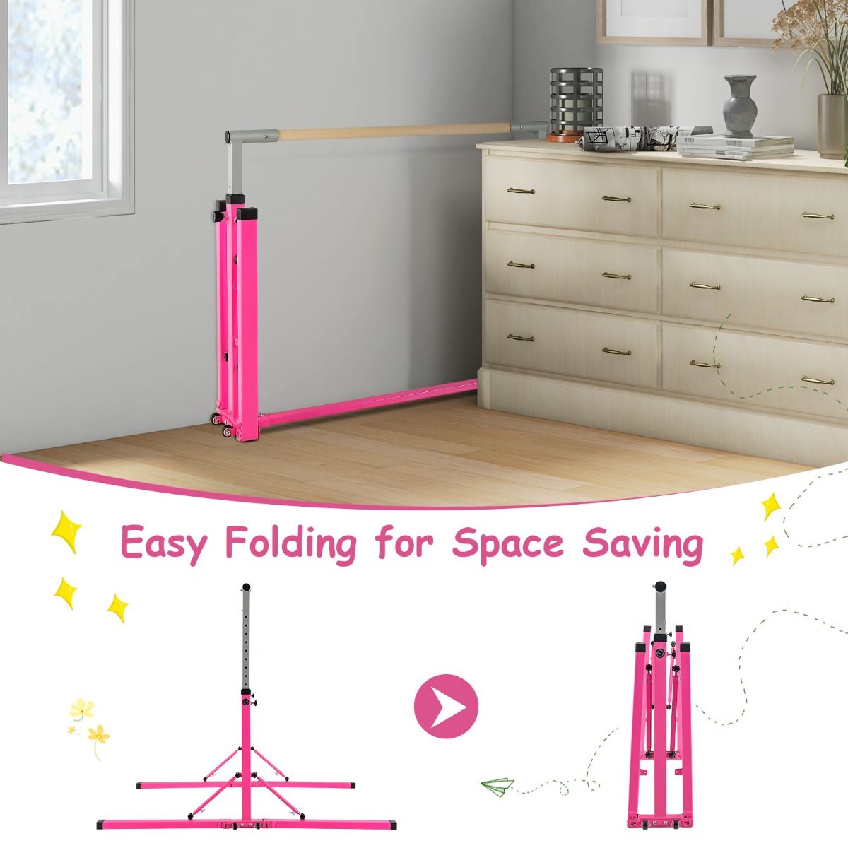 Coast Gymnastiekrek - In Hoogte Verstelbaar - Max. 100 kg - 136 x 172 x 150 cm - Roze