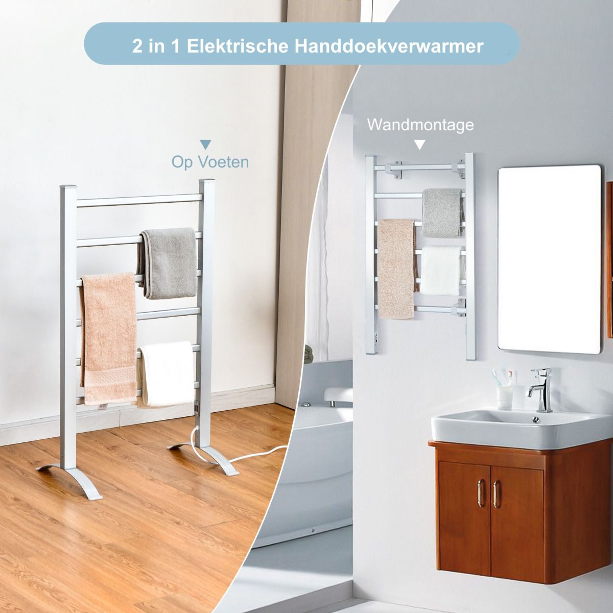 Coast Multifunctionele Elektrische Handdoekverwarmer - Zilver - 53 x 35 x 90cm