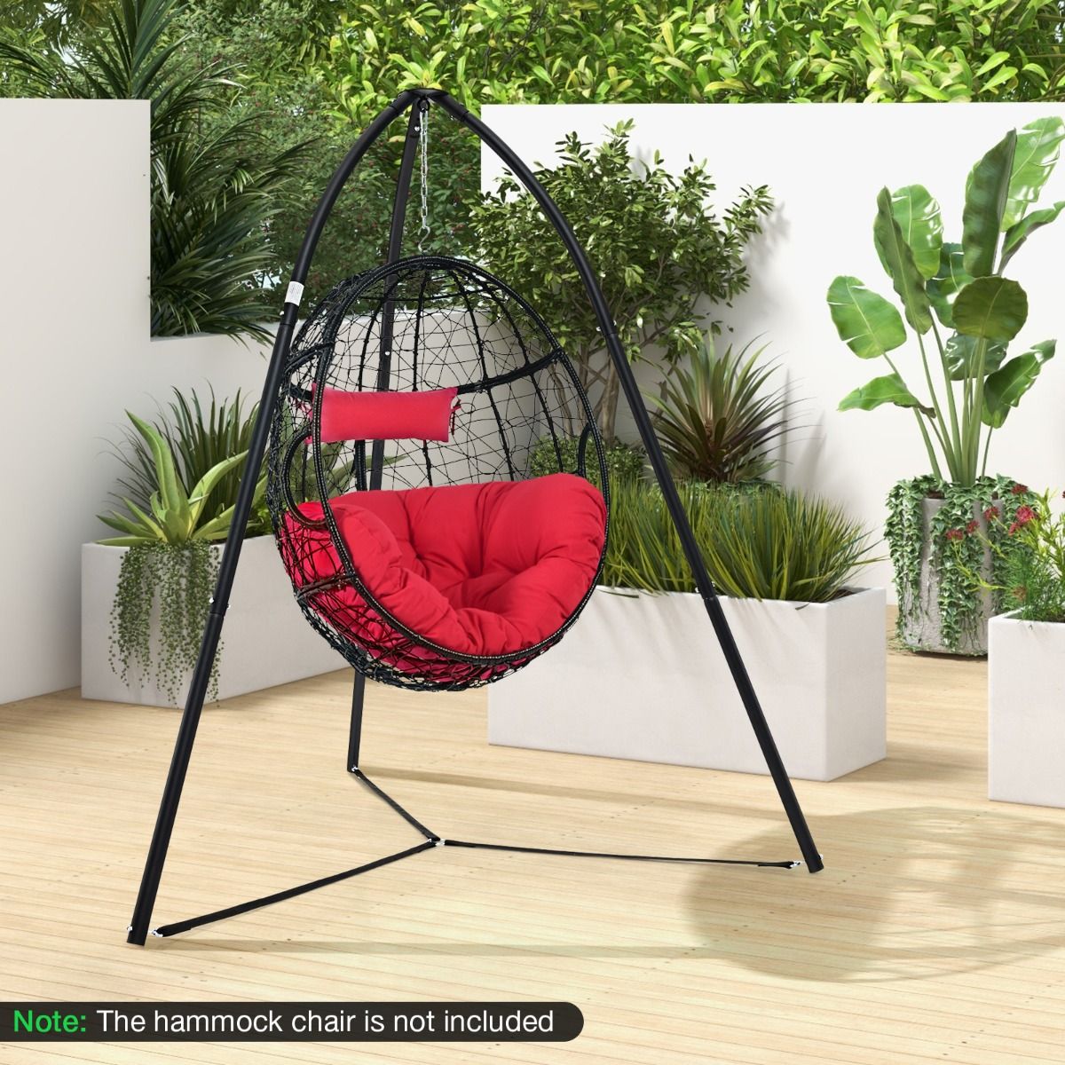 Coast Hangende Mandstandaard Zwart 200 x 218 cm - Zware Metalen Schommelstandaard met Statief - Draagvermogen 200 kg