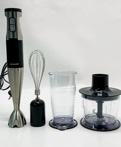 Hanseatic Staafmixer 3-in-1 1000W – Zwart/Zilver – Met Garde, Hakmolen en Hoge Maatbeker