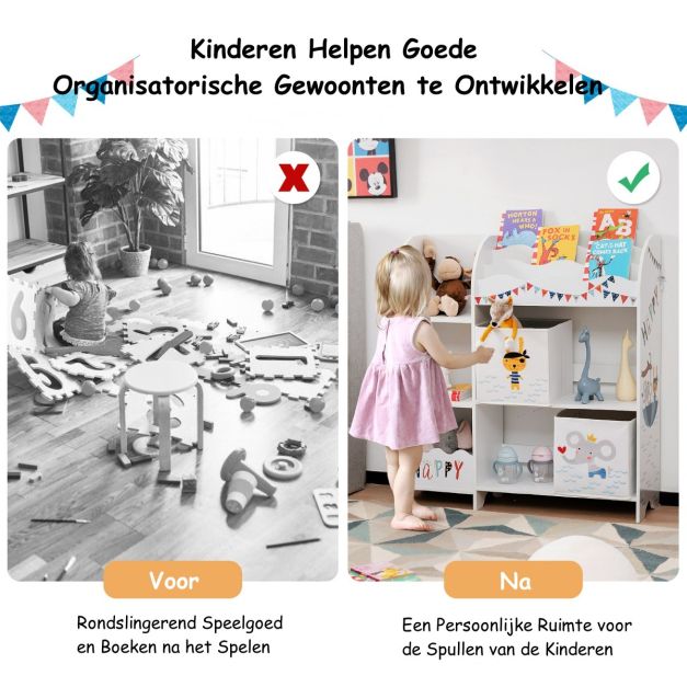 Coast Kinderen Opbergkast met 5 compartimenten en 2 stoffenladen Piraat