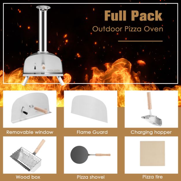Coast Pizzaoven incl. Accessoires - Staal - 42 x 81 x 85 cm - Zwart