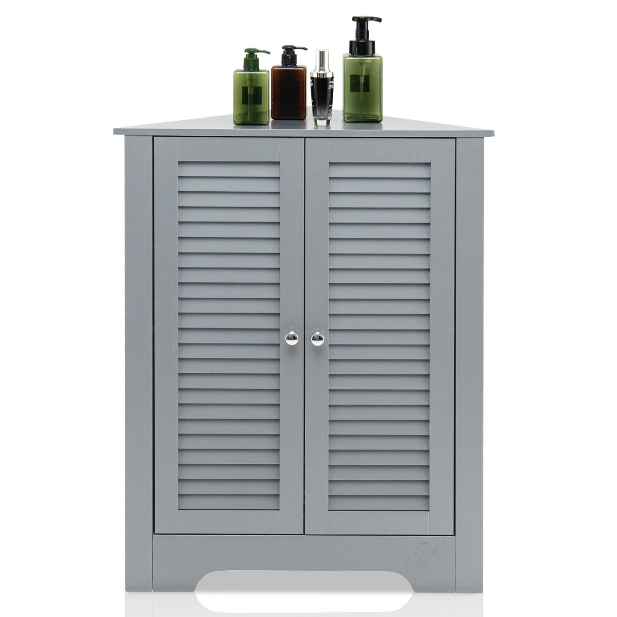 Coast Hoekkast met 3 Niveaus - Grijs - 63 x 32 x 81,5 cm - Ruimtebesparende Opbergkast met Deuren