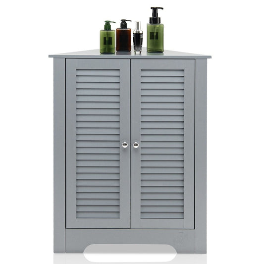 Coast Hoekkast met 3 Niveaus - Grijs - 63 x 32 x 81,5 cm - Ruimtebesparende Opbergkast met Deuren