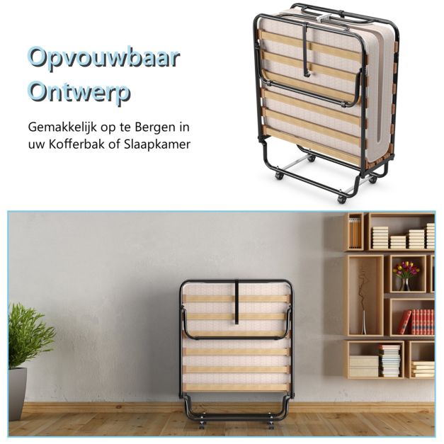 Coast Bed - Opvouwbaar - Tot 120kg. - Incl. Traagschuim Matras - 80 x 190 x 39 cm - Beige