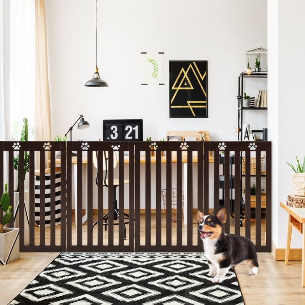 Coast 4 panelen barrière grille honden beschermend grille opvouwbare trap grids 203 x 60 x 1,5 cm bruin