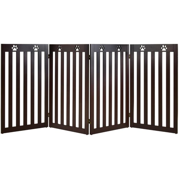 Coast 4 panelen barrière grille honden beschermend grille opvouwbare trap grids 203 x 60 x 1,5 cm bruin
