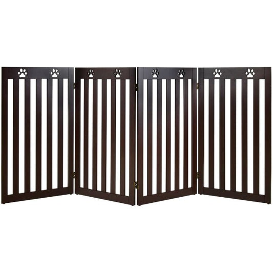 Coast 4 panelen barrière grille honden beschermend grille opvouwbare trap grids 203 x 60 x 1,5 cm bruin