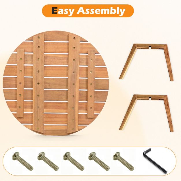 Coast Bijzettafel Naturel – Ronde Tuintafel van Acaciahout – 43 x 43 x 35 cm