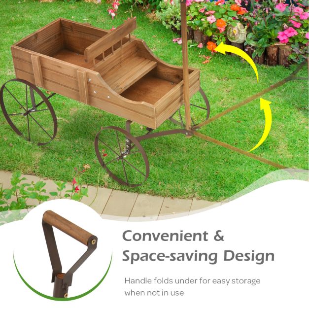 Costway Plantenbak – Met Handvat & Wielen – 62 x 34 x 60 cm – Bruin
