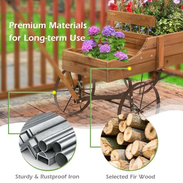Costway Plantenbak – Met Handvat & Wielen – 62 x 34 x 60 cm – Bruin