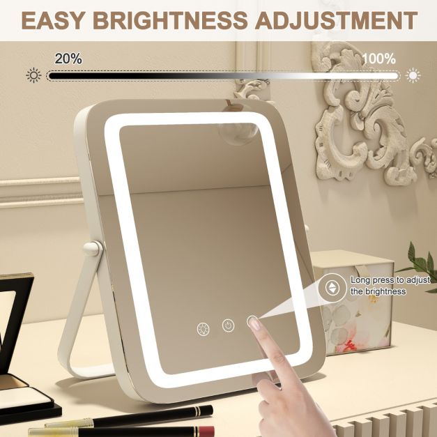 Coast Make-Upspiegel - 3 Kleuren LED - 360° Draaibaar - 240V - 27,5 x 3 x 31cm - Wit