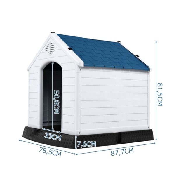 Coast Hondenhok – Weerbestendig & Verhoogde Vloer – 87,7 x 78,5 x 81,5 cm – Wit/Blauw