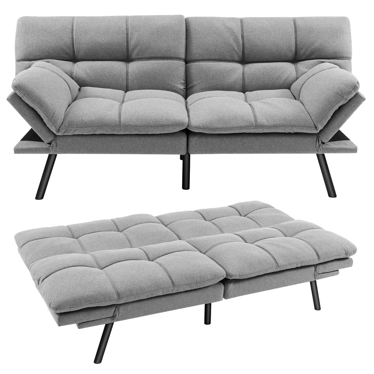 Coast Transformeerbare Slaapbank - Grijs - Linen - 87 x 178 x 82 cm - 273 kg Draagkracht
