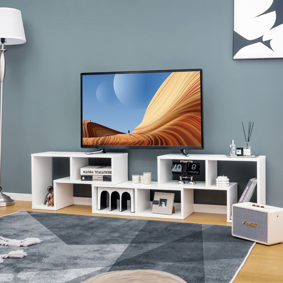 Coast 3-Delige Televisiekast - Hout - Voor TV tot 65'' - 134-180 x 30 x 43 cm - Wit