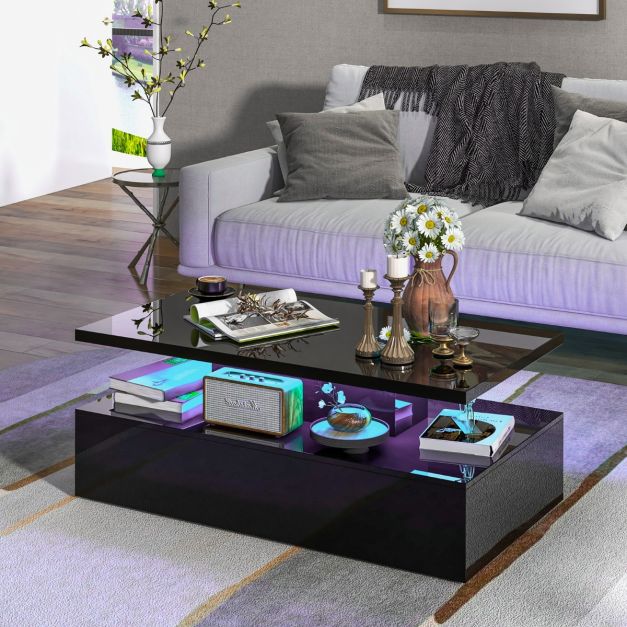 Coast - Salontafel met led verlichting - 110 x 60 x 40cm - Zwart