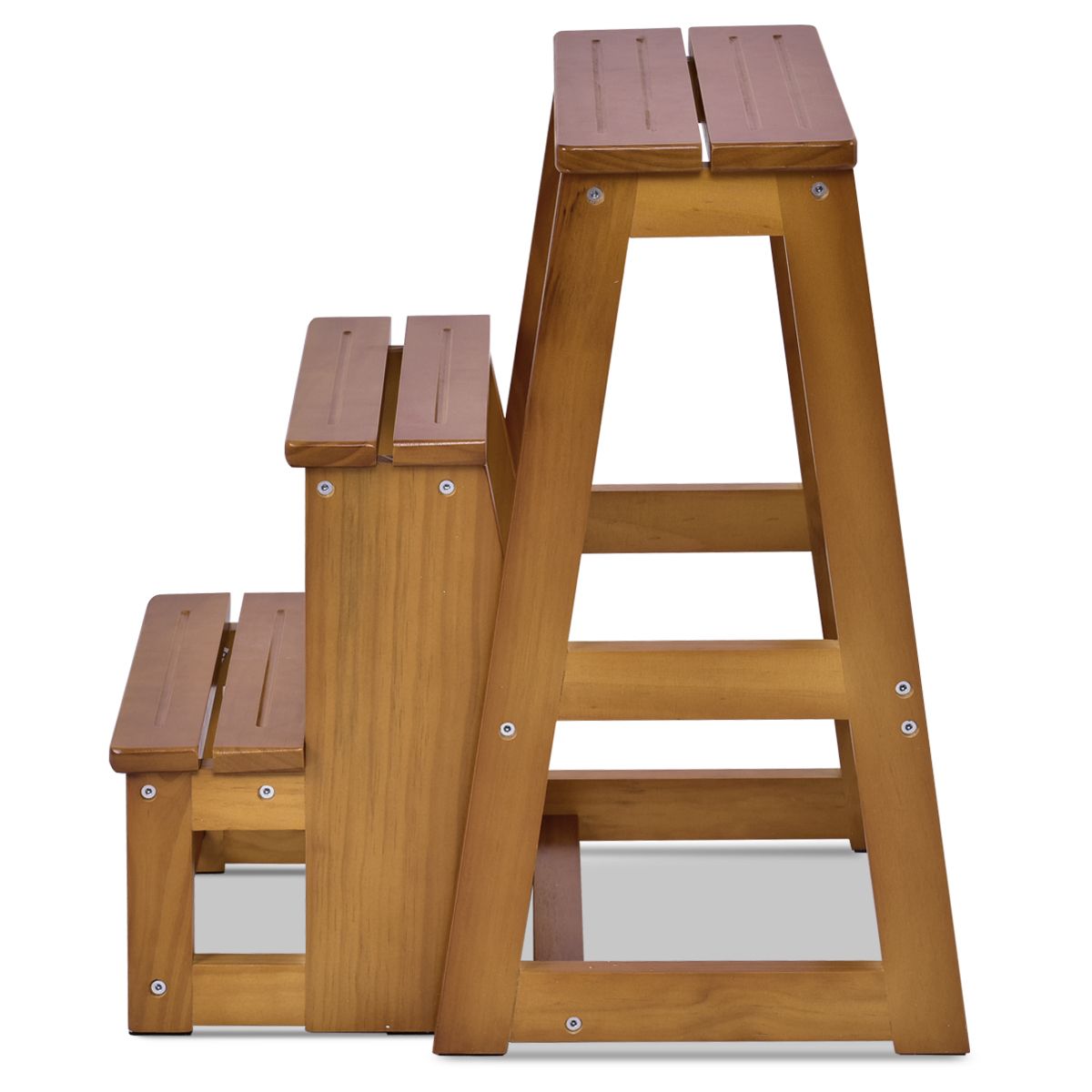 Coast Opstapkruk - Bijzettafel - 3 Treden - Max. 136 kg - Massief hout - 57 x 38 x 66 cm - Dennenhout