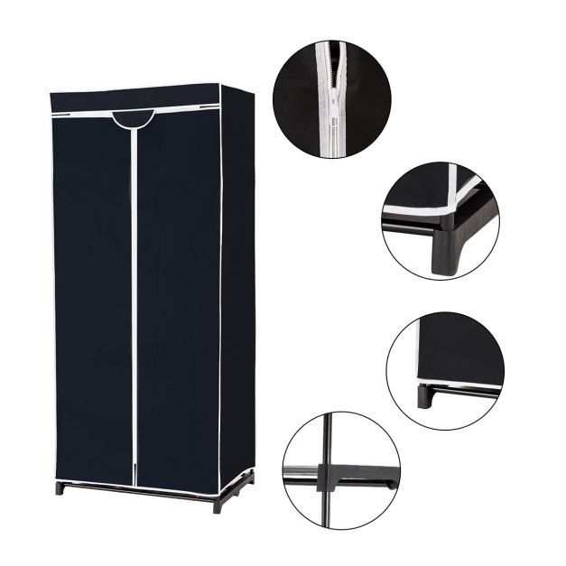 Coast 75 x 50 x 170 cm kleurkeuze garderobe stofkast met garderobe zwart