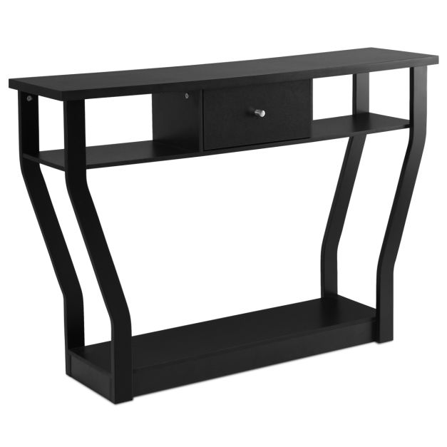 Coast Console Tafel Zwarte bloemtafel met lade en plank 120 x 30 x 81 cm zwart