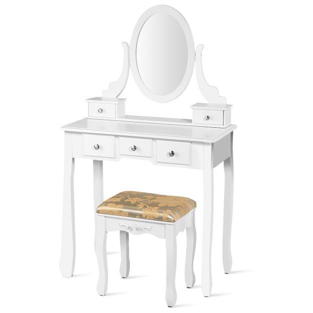 Coast Kaptafel - 360° Draaibaar - MDF - Incl. Kruk - 80 x 40 x 136 cm - Wit